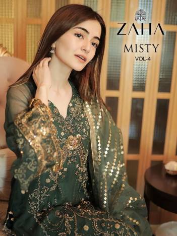 Misty Vol 4 By Zaha Designer Partywear Pakistani Salwar Kameez Collection
